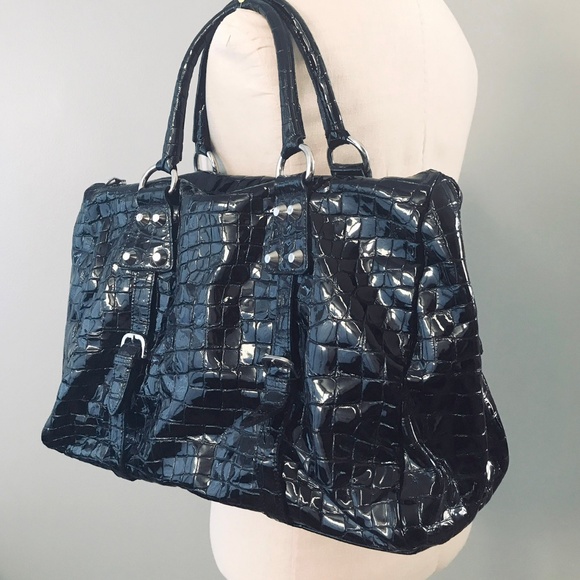 Italy Le Solim Patent Leather Bag Black - Picture 4 of 8